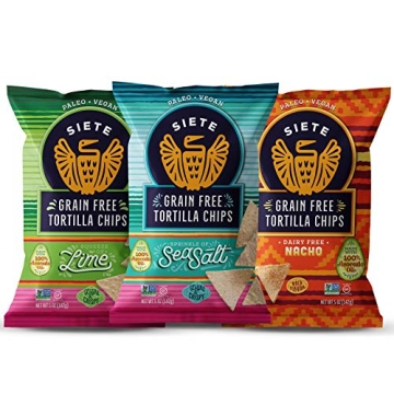 Siete Grain Free Tortilla Chips | Gluten Free Chips | Paleo & Vegan Snacks | Non GMO | Variety Pack,...
