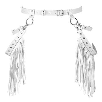 BYDHSS Woman Body Harness Adjustable Dance Clothing Accessories Leg Waist Tassel Gothic Punk Belt (White)