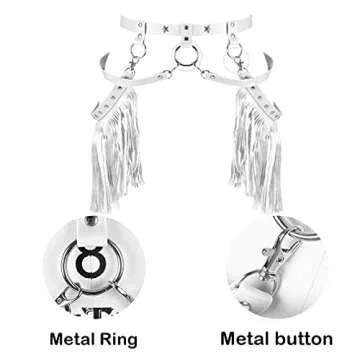 BYDHSS Woman Body Harness Adjustable Dance Clothing Accessories Leg Waist Tassel Gothic Punk Belt (White)