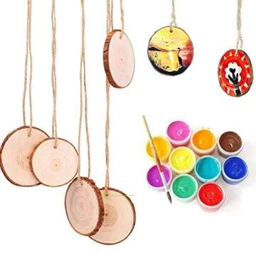 Wood Slices TICIOSH Craft Unfinished Wood kit Predrilled with Hole Wooden Circles for Arts Wood Slices Christmas Ornaments DIY Crafts 30 Pcs 2.7-3.1 inches