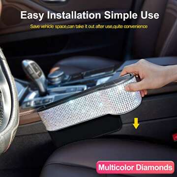 eing Car Seat Side Drop Organizer,Side Slit Car Seat Gap Filler,Car Seat Console Storage Organizer,Car Seat Pockets with Cup Holder and 2 Charging Port,1PC for Passenger Driver (Multicolor Diamonds)