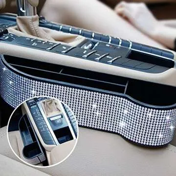 eing Car Seat Side Drop Organizer,Side Slit Car Seat Gap Filler,Car Seat Console Storage Organizer,Car Seat Pockets with Cup Holder and 2 Charging Port,1PC for Passenger Driver (Multicolor Diamonds)