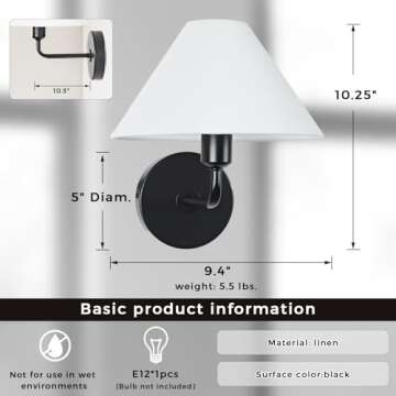 Sophisticated Mid-Century Tapered White Linen Shade Wall Sconce for Stunning Decor