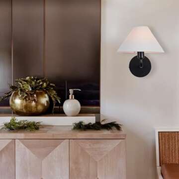 Mid-Century Tapered White Linen Wall Sconce for Modern Spaces
