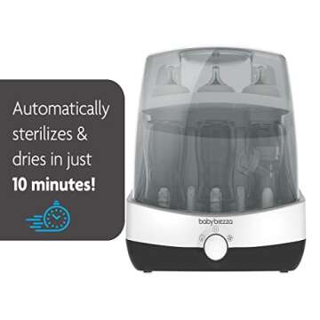 Baby Brezza Superfast - Just 10 Minutes - Baby Bottle Sterilizer + Dryer - Electric Steam Sterilization – Universal Sterilizing for All Bottles: Plastic + Glass + Pacifiers + Breast Pump Parts