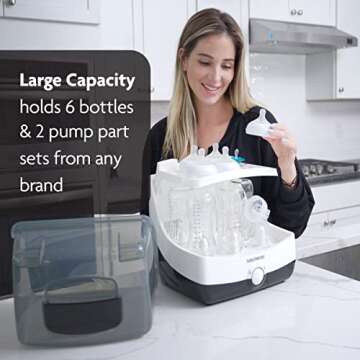 Baby Brezza Superfast - Just 10 Minutes - Baby Bottle Sterilizer + Dryer - Electric Steam Sterilization – Universal Sterilizing for All Bottles: Plastic + Glass + Pacifiers + Breast Pump Parts