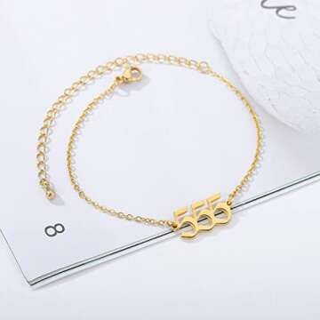 Angel Number Bracelet - Dainty Charm Jewelry - 444 Numerology