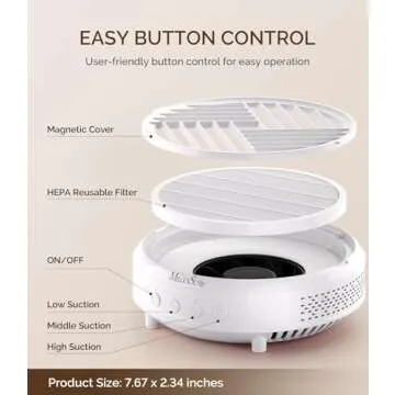 MelodySusie Nail Dust Collector,Compact Vacuum Fan Dust Collector for Beginner with Reusable Filter,HPro Powerful Dust Suction Machine Manicure Pedicure Tool for Acrylic Nail Polishing,Salon & Home