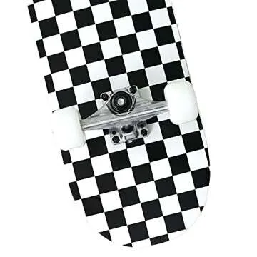 ANNEE 31x8 Inch Pro Skateboard Complete,7 Layer Canadian Maple Wood Double Kick Concave Skate Boards, Tricks Skateboards for Youths,Beginners,Girls,Boys,Kids,Teens,Adults (Black, White)