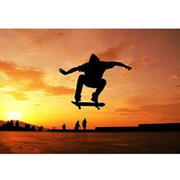 ANNEE 31x8 Inch Pro Skateboard Complete,7 Layer Canadian Maple Wood Double Kick Concave Skate Boards, Tricks Skateboards for Youths,Beginners,Girls,Boys,Kids,Teens,Adults (Black, White)