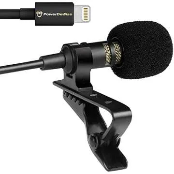 PowerDeWise Professional Wired Lavalier Lapel Microphone for iPhone, iPad - Omnidirectional Condenser Recording Mic for Video Podcast Vlog YouTube
