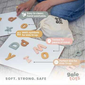 Gale Tots Magnetic Letters and Numbers - 135 PCS Alphabet Magnets in Soft Foarm - Magnetic Alphabet Letters in Muted Colors - Fridge Magnet Letters for Kids - Letter Magnets for Toddlers and Kids