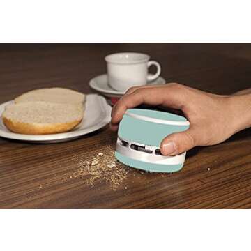 Tihoo Desktop Vacuum Cleaner Battery Powered Crumbs/Eraser Shavings/Dust Collectors Cordless Mint Green 3.93"