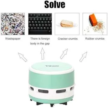 Tihoo Desktop Vacuum Cleaner Battery Powered Crumbs/Eraser Shavings/Dust Collectors Cordless Mint Green 3.93"