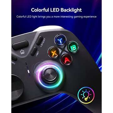 DOYOKY Wireless Bluetooth Game Controller, Multi-platform Gamepad with LED Backlight, Dual Motors, 6-Axis Gyro, M Button Programmable, Compatible with PC, Steam, Android, Switch
