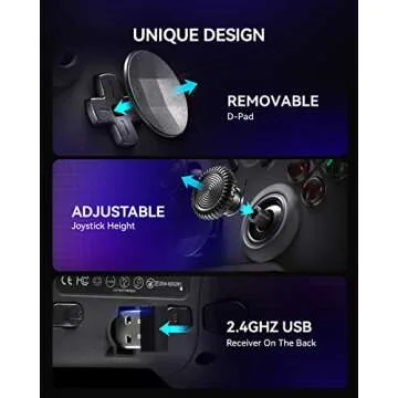 DOYOKY Wireless Bluetooth Game Controller, Multi-platform Gamepad with LED Backlight, Dual Motors, 6-Axis Gyro, M Button Programmable, Compatible with PC, Steam, Android, Switch