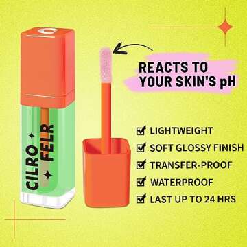 Cilrofelr Green Color Changing Blush Oil, Liquid Blush Oil for Cheeks, Dewy & Natural Flush Finish, Lightweight Oil-based Formula, Reacts to Your Skin's pH for a Customized Look, for All Skin Tones