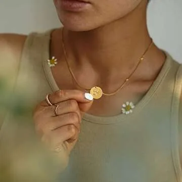 MEVECCO Gold Birth Flower Necklace for Women