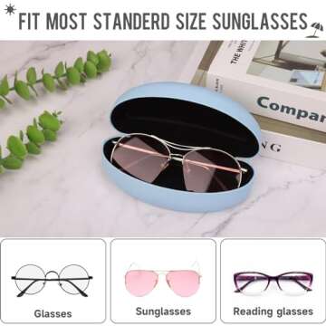 ZKFLLO Sunglasses Case Hard Shell,2 Pack Large Eyeglasses Cases Protective Case For Glasse (green+blue)