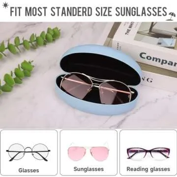 ZKFLLO Sunglasses Case Hard Shell,2 Pack Large Eyeglasses Cases Protective Case For Glasse (green+blue)