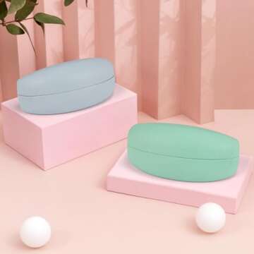 ZKFLLO Sunglasses Case Hard Shell,2 Pack Large Eyeglasses Cases Protective Case For Glasse (green+blue)