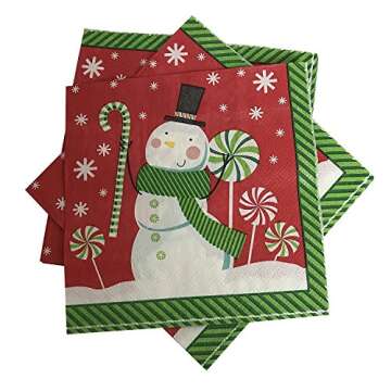 Jolly Snowman Christmas Paper Plates and Napkins Bundle Service For 36