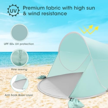 ISILER Pop Up Beach Tent UPF 50+ Windproof Waterproof