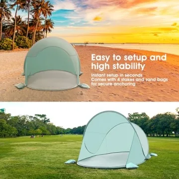 ISILER Pop Up Beach Tent UPF 50+ Windproof Waterproof