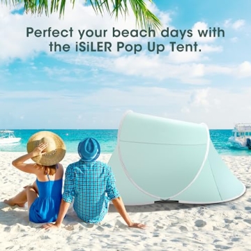 ISILER Pop Up Beach Tent UPF 50+ Windproof Waterproof