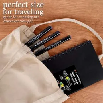 WA Portman Black Paper Sketchbook - A5 (6" x 8.25") Black Drawing Paper - 60 Pages (30 Sheets) Journal Sketchbook Notebook for Gel Pens