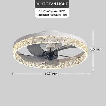 KINDLOV Modern Indoor Flush Mount Ceiling Fan with Lights,Dimmable Low Profile Ceiling Fans with Remote Control,Smart 3 Light Color Change and 6 Speeds for Bedroom Living Room Kitchen,White…