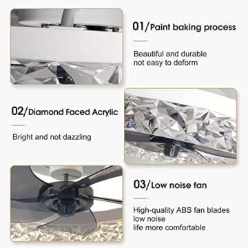 KINDLOV Modern Indoor Flush Mount Ceiling Fan with Lights,Dimmable Low Profile Ceiling Fans with Remote Control,Smart 3 Light Color Change and 6 Speeds for Bedroom Living Room Kitchen,White…