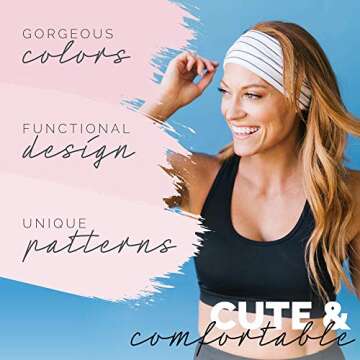 Maven Thread Arctic, Women's Workout Headbands, 4" Thick Non Slip Sweatbands for Exercise, Gym hairb...
