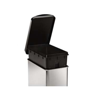 simplehuman 10 Liter / 2.6 Gallon Bathroom Slim Profile Trash Can, Brushed Stainless Steel with Plastic Lid