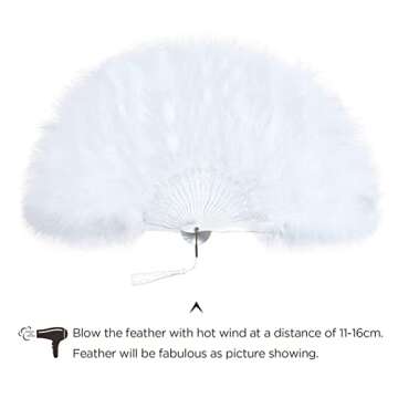 Vintage 1920s Marabou Feather Fan - Elegant Folding Accessory