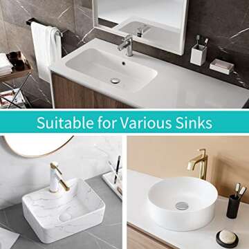 Universal Bathroom Sink Stopper with Hair Catcher, for 1.04-1.97 Inch Drain Hole, Spring Core Bathtu...
