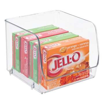 iDesign Linus Stacking Organizer Bins for Kitchen, Pantry, Office, Bathroom - Set of 6, Medium-Clear