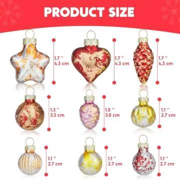 Joiedomi 27 Pcs Christmas Vintage Glass Ornaments, Retro Glitter Colorful Glass Mini Ornament for Christmas Tree Decoration, Antique Hanging Christmas Ornament for Present Indoor Decoration