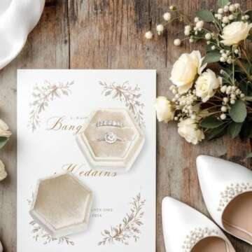 BLUTETE Hexagon Velvet Ring Box for Weddings and Proposals