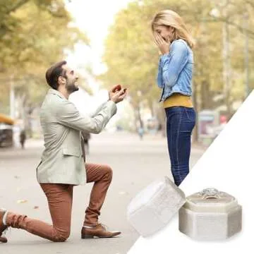 BLUTETE Hexagon Velvet Ring Box for Weddings and Proposals