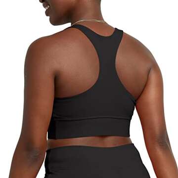 Hanes Comfortblend Women's Originals Bralette, Pullover Cotton Longline Bra with Moderate Support, Black, Small