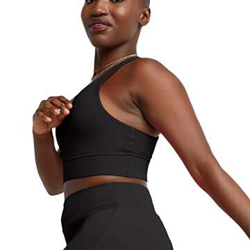 Hanes Comfortblend Women's Originals Bralette, Pullover Cotton Longline Bra with Moderate Support, Black, Small