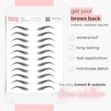 Brows by Bossy Studio & Co Temporary Eyebrow Tattoos Waterproof Eyebrow Stickers, False Tattoos Hair...