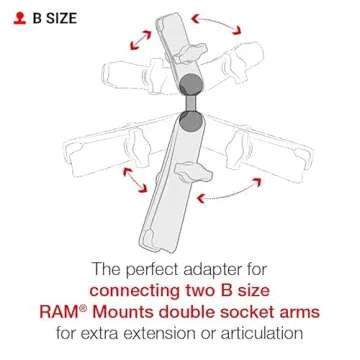 RAM Mounts Double Socket Arm with Dual Extension and Ball Adapter RAM-B-201-201U-C Compatible with R...