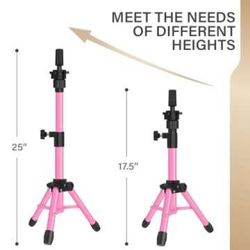 ZQIAN BEAUTY MINI Wig Stand Tripod - Adjustable 25 Inch Mannequin Head