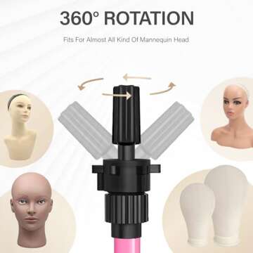 ZQIAN BEAUTY MINI Wig Stand Tripod for Hairstyling