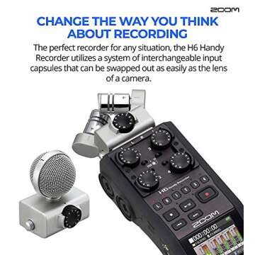 Zoom H6 Six Track Portable Recorder Bundle with 16GB Class 10 SDHC SD Card, Wired Lavalier Microphone, TT-6 Table Top Camera Tripod, Mic Furry Windscreen, and Blucoil USB Wall Adapter