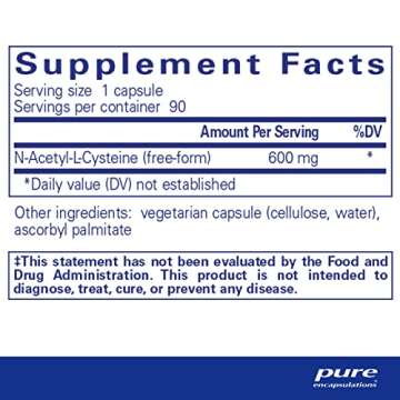 Pure Encapsulations NAC 600 mg - NAC Supplement for Lung Health & Immune Support, Liver Support & An...