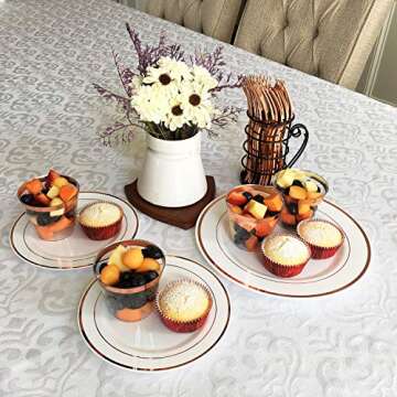 JL Prime 160 Rose Gold Plastic Silverware Set, Rose Gold Plastic Cutlery Set, Heavy Duty Utensils for Party & Wedding, Disposable Flatware, 80 Plastic Forks, 40 Plastic Spoons, 40 Plastic Knives