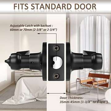 Probrico (8 Pack Privacy Door Lever,Locking Black Door Handle Set for Bathroom & Bedroom Doors,Keyle...